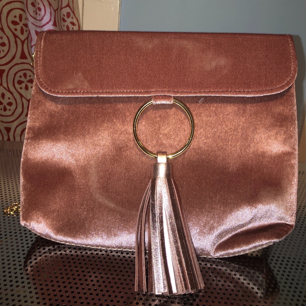 Medium Velour clutch with gold accents